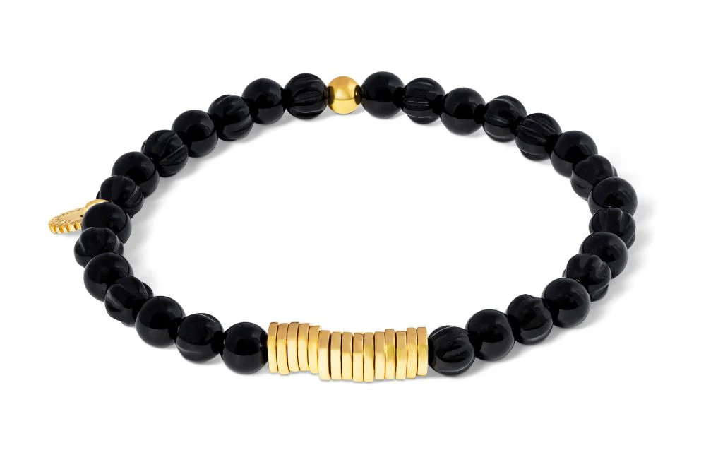 TATEOSSIAN Black Yellow Gold Plated Classic Discs Bracelet BR2961 M