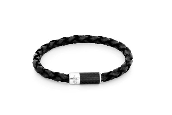 Carbon Pop bracelet with black leather and black carbon fibre