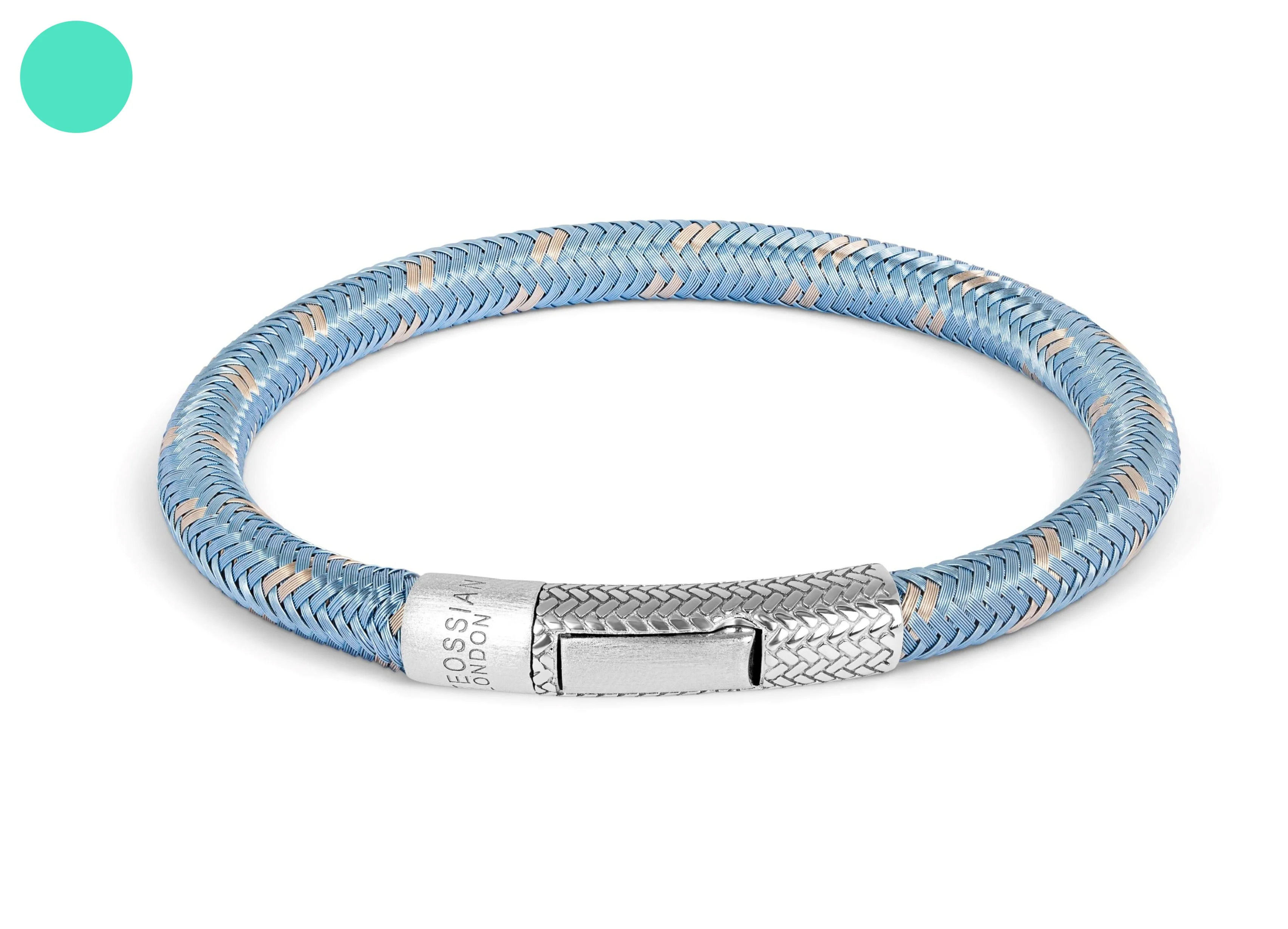 TATEOSSIAN Charles Click Chalif Enamelled Copper Bracelet in Rhodium Silver with Sky Blue BR4022