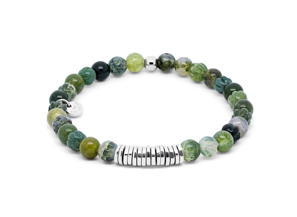 TATEOSSIAN Classic Discs bracelet with moss agate and sterling silver BL1045 M
