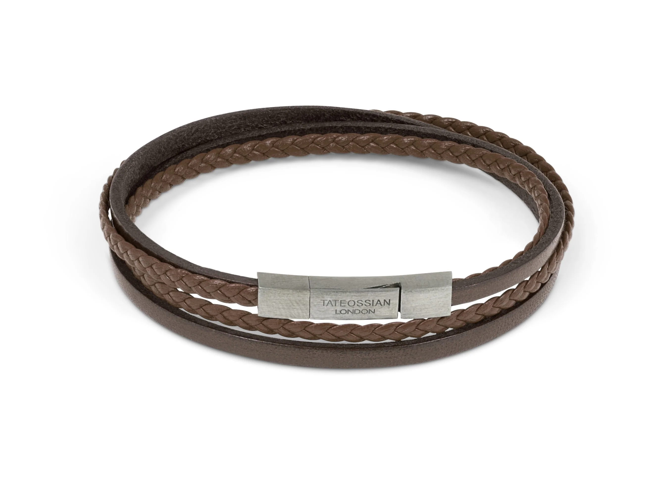 Fettuccine Multi-Strand bracelet in Italian brown leather