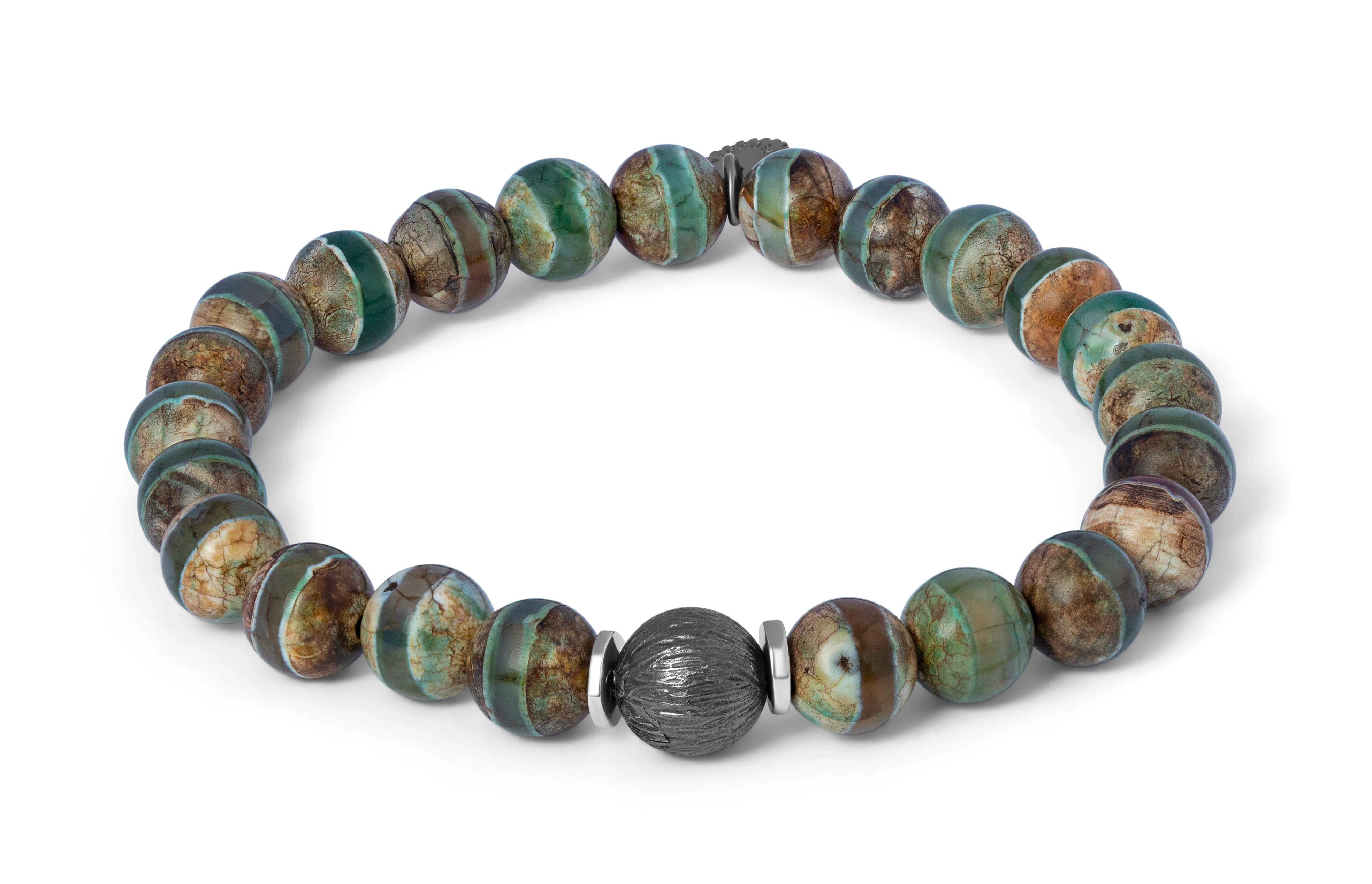 TATEOSSIAN Green Ruthenium Plated Silver Lhasa Graffiato Bracelet BR3160 L