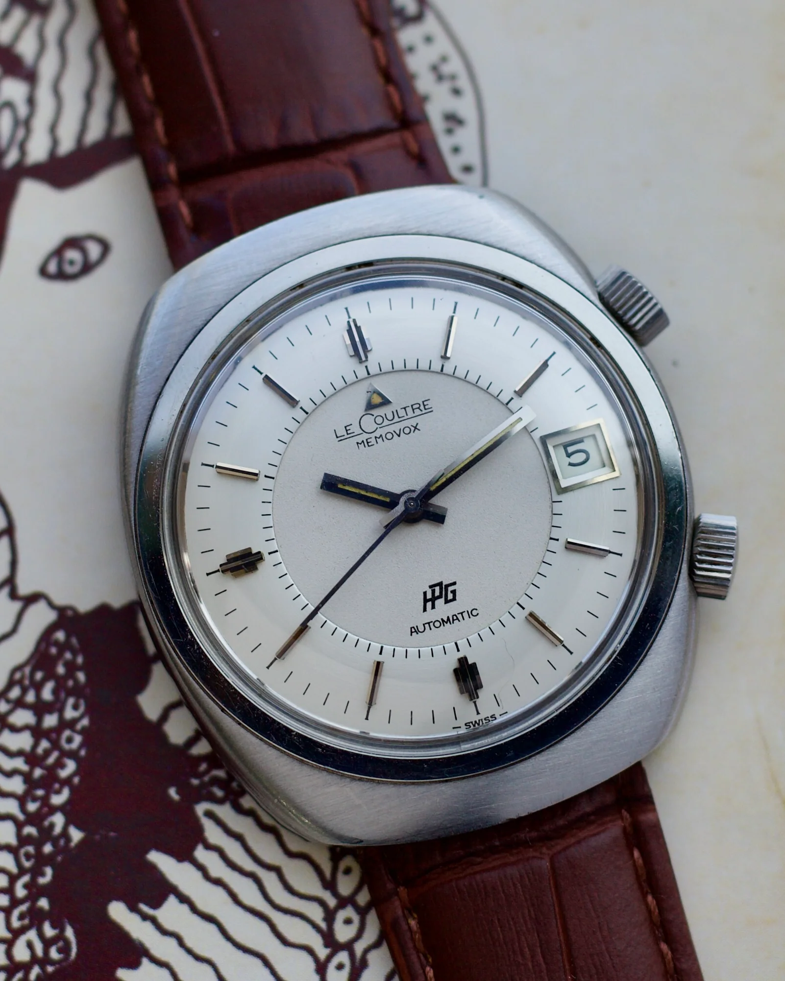 1970's LeCoultre "Memovox" Ref 9508 SS HPG Auto-Date 37mm