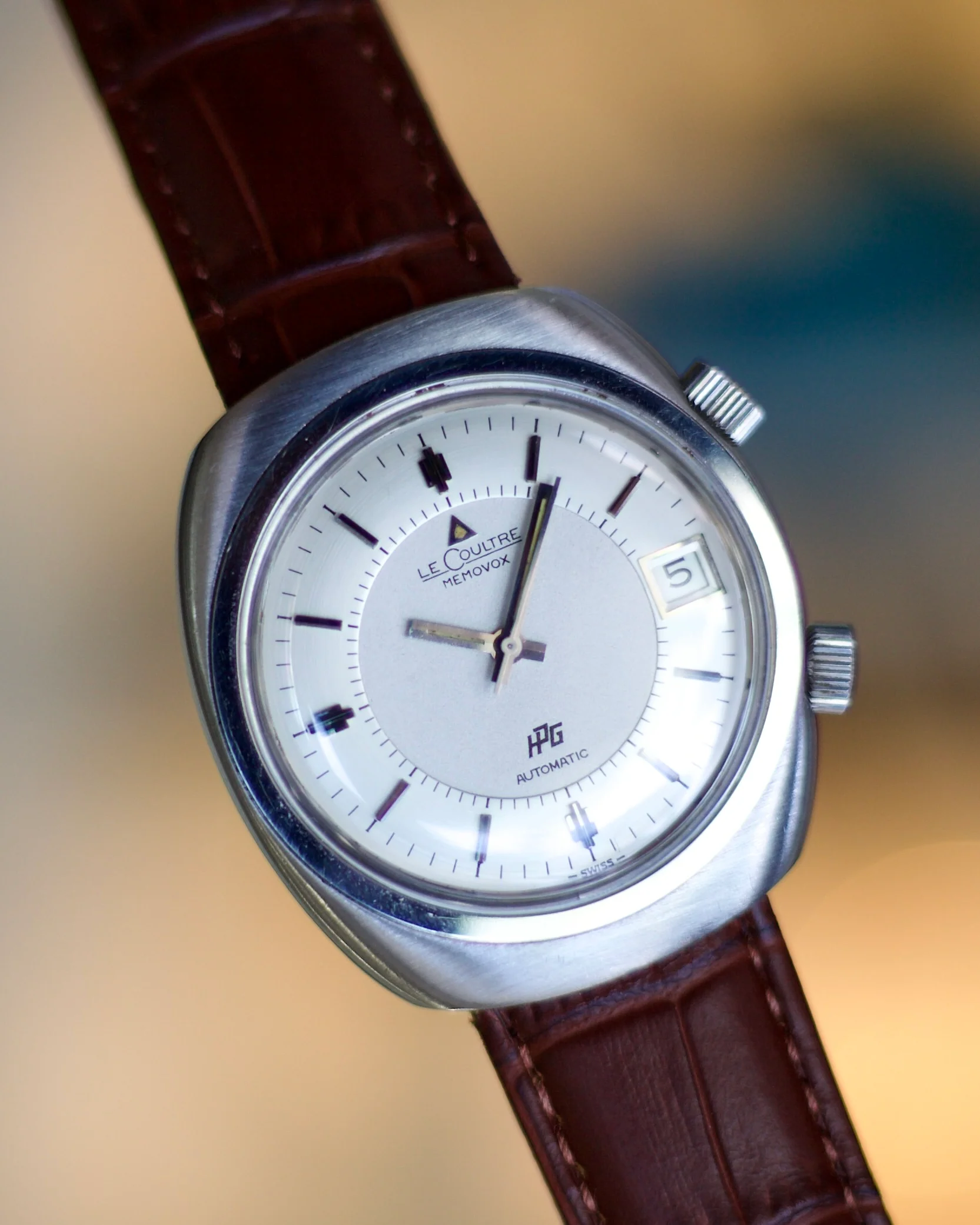 1970's LeCoultre "Memovox" Ref 9508 SS HPG Auto-Date 37mm - Image 2