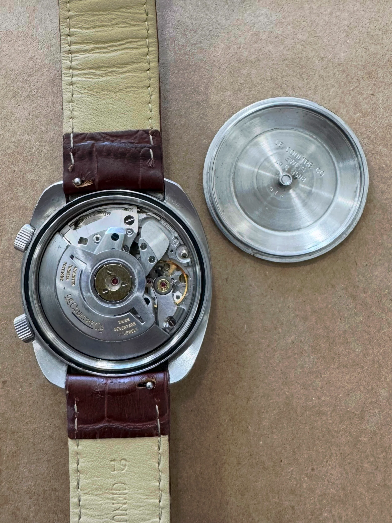 1970's LeCoultre "Memovox" Ref 9508 SS HPG Auto-Date 37mm - Image 6