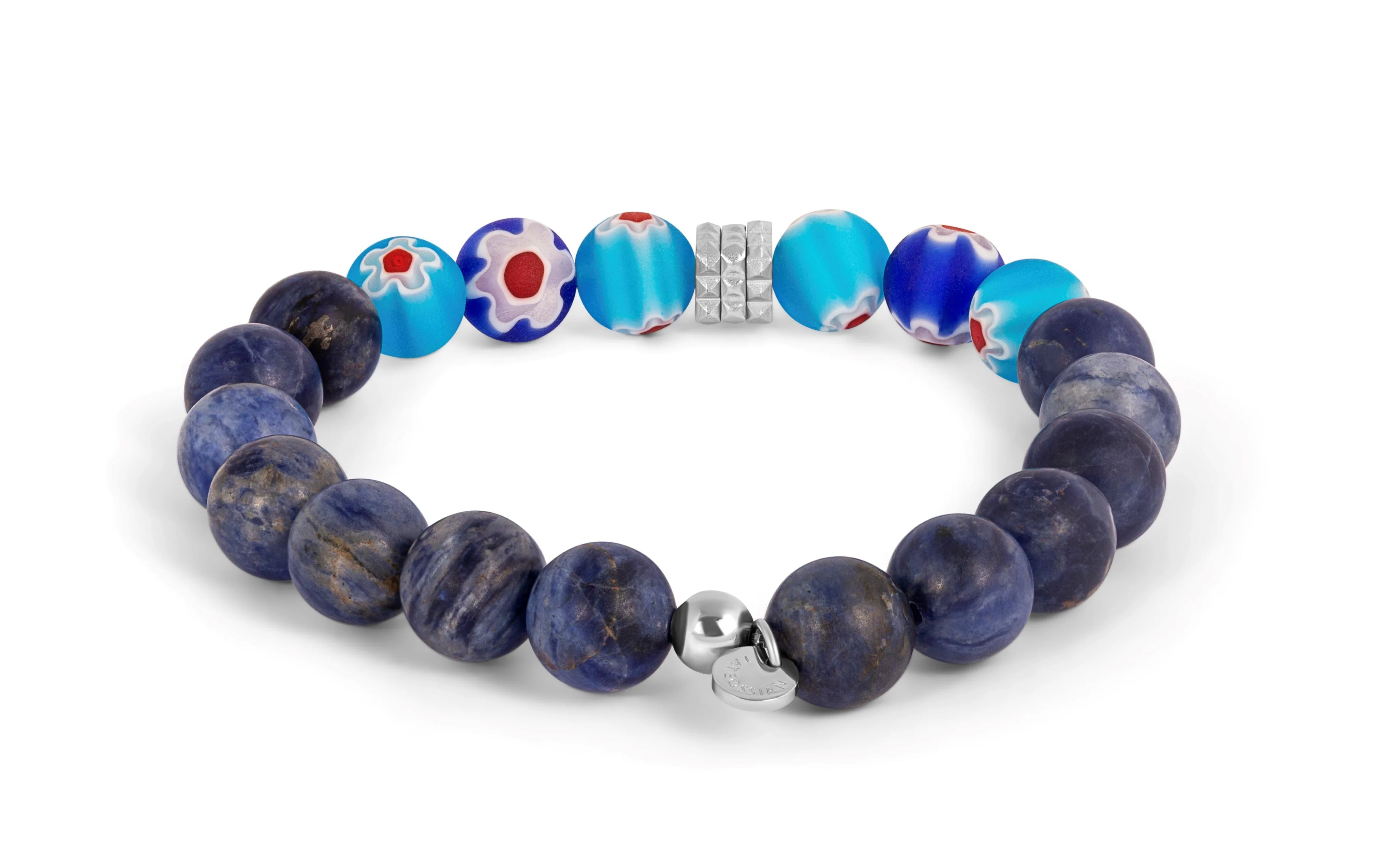 TATEOSSIAN Millefiori Maxi Beaded Bracelet in Stainless Steel with Sodalite BR3906 M - Image 2