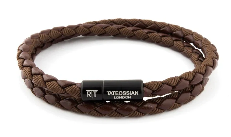 TATEOSSIAN Chelsea bracelet in brown eco-leather with black aluminium clasp BL4524 M